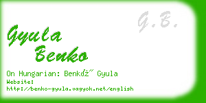 gyula benko business card